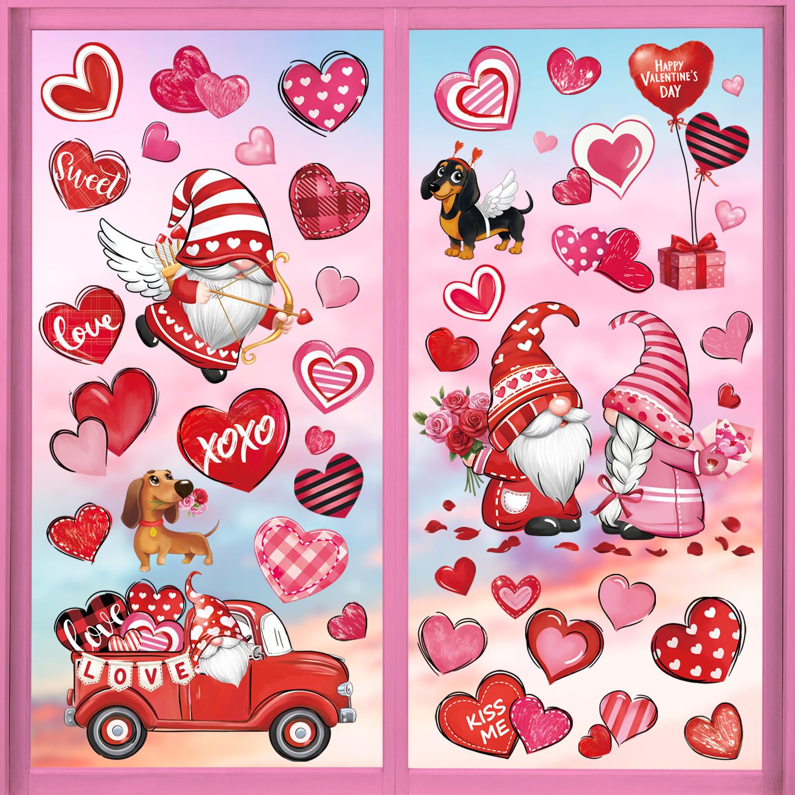 Amazon.com: decalmile Valentines Day Double Sided Window Clings